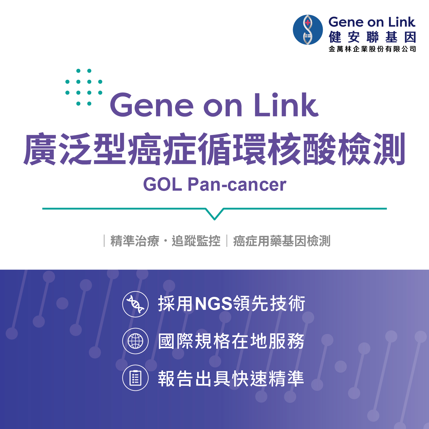 GOL Pan-cancer廣泛型癌症循環核酸 檢測